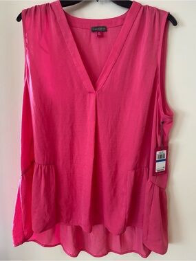 Vince Camuto Vibrant Pink V-Neck Peplum Sleeveless Camisole